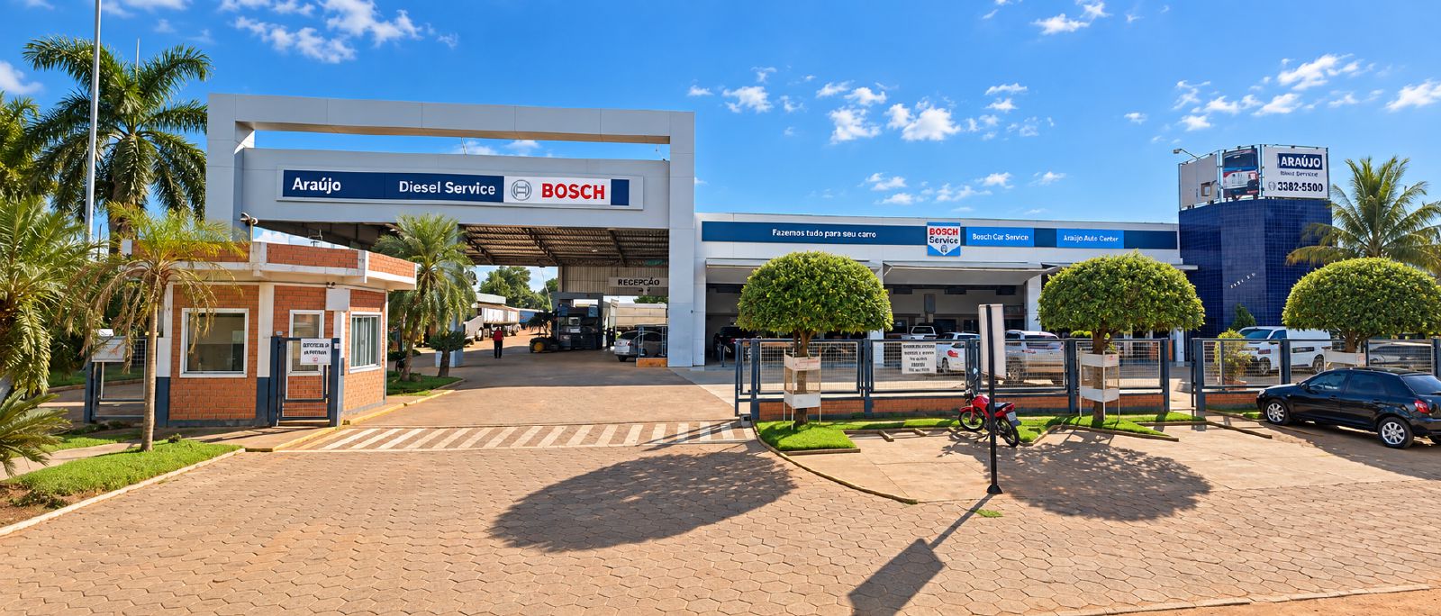 Fachada da Araújo Auto Center, oficina certificada Bosch Car Service em Campo Novo do Parecis