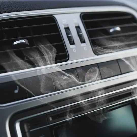 Saída de ar do painel de um carro com ar-condicionado ligado